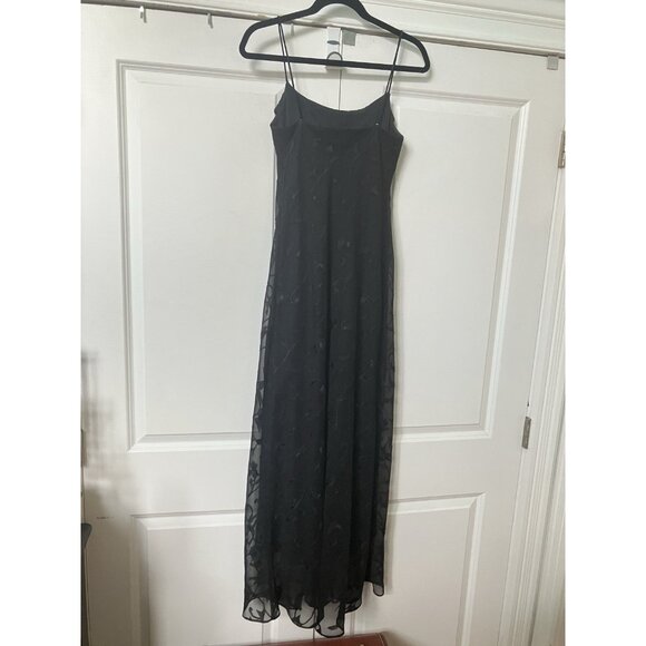 Y2K Onyx Nite Maxi Dress Womens Prom Black Strappy Long 90s Cowl Neck Whimsigoth - Picture 4 of 14